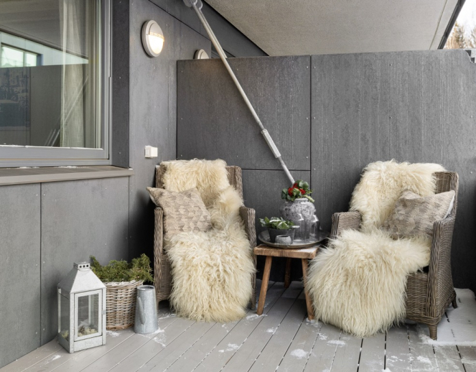 меблювання лоджії в скандинавському стилі