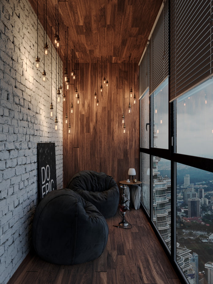 Освітлення лоджії в індустріальному стилі