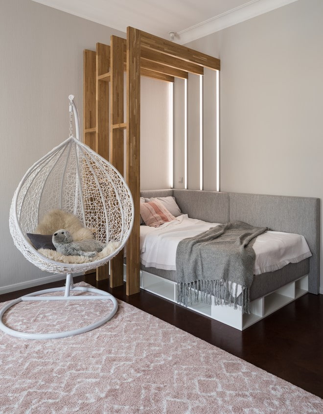 łóżko narożne we wnętrzu dziecięcym