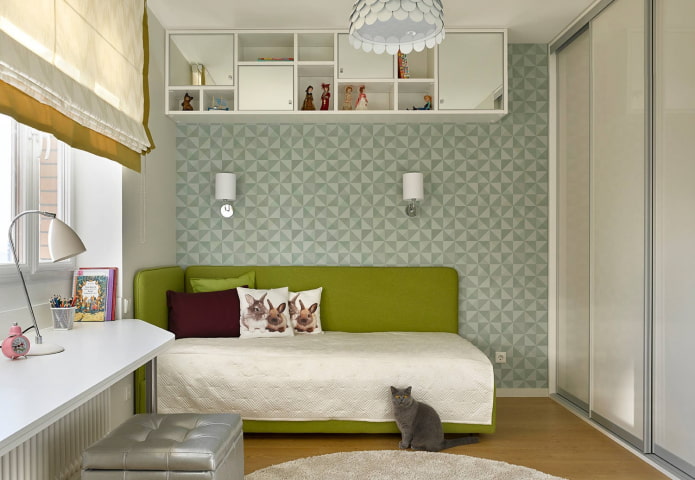 łóżko narożne we wnętrzu dziecięcym