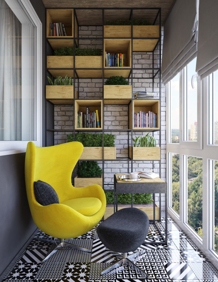 меблювання в інтер'єрі лоджії