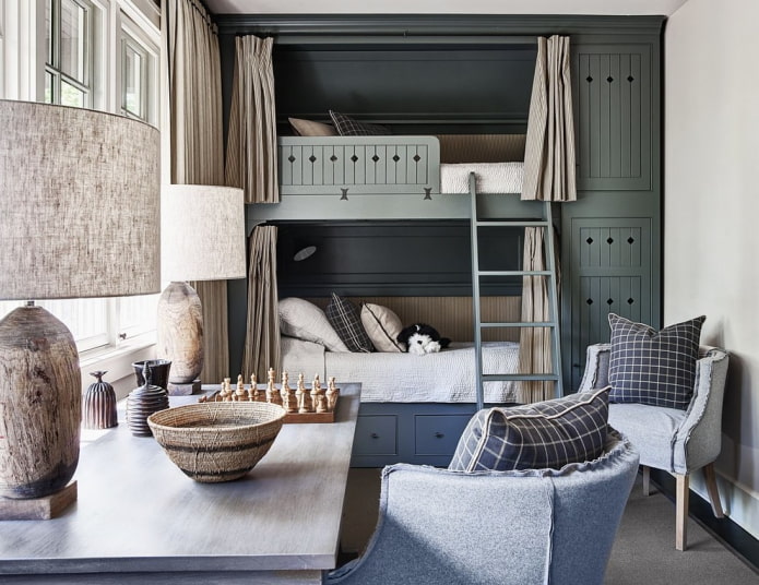 wnętrze sypialni dla dwójki dzieci