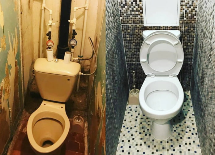 Фото до та після ремонту туалету