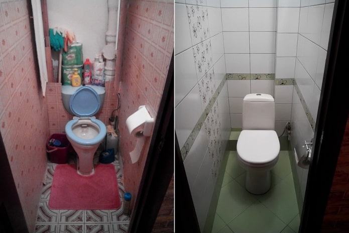 Фото до та після ремонту туалету