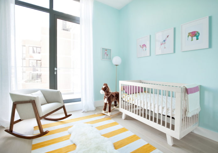 aranżacja wnętrz dziecięcych w odcieniach błękitu