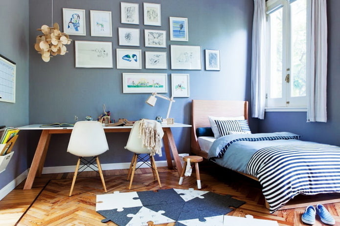 aranżacja wnętrz dziecięcych w odcieniach błękitu