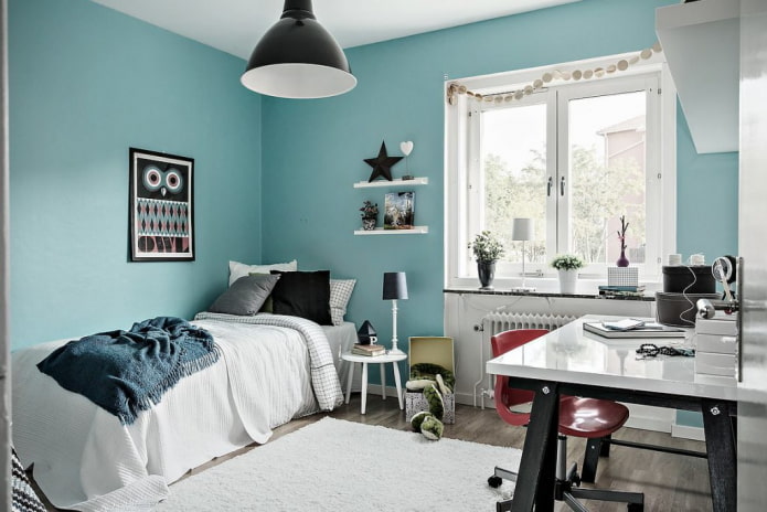 odcienie błękitu we wnętrzu pokoju dziecięcego