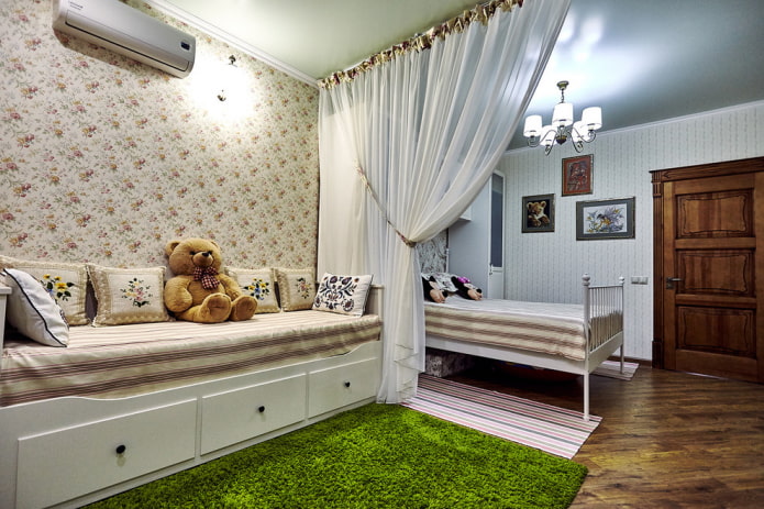 zagospodarowanie przestrzenne sypialni dla dwóch dziewcząt