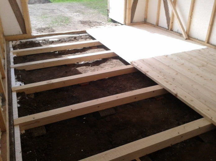 пол из досок в гараже