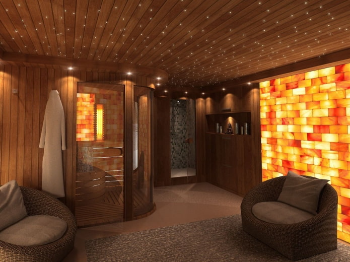 светящееся панно из гималайской соли в предбаннике