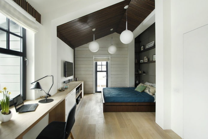 Schlafzimmer mit Arbeitsbereich