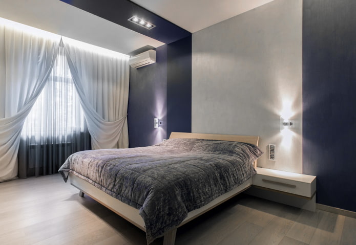 Schlafzimmerdesign in Grau und Blau