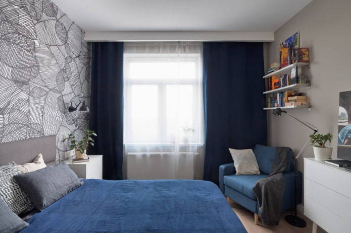 Schlafzimmerdesign in Grau und Blau